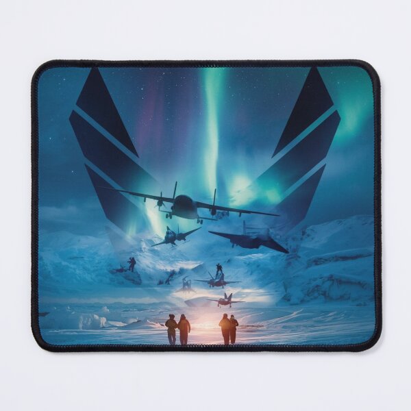 Item preview, Aurora Australis Over Antarctic Expedition Aircraft Silhouette Poster designed and sold by TitanRN.