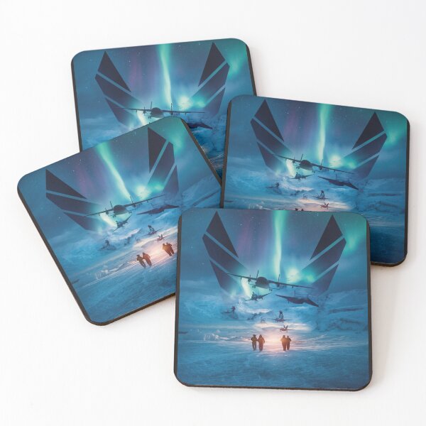 Item preview, Aurora Australis Over Antarctic Expedition Aircraft Silhouette Poster designed and sold by TitanRN.