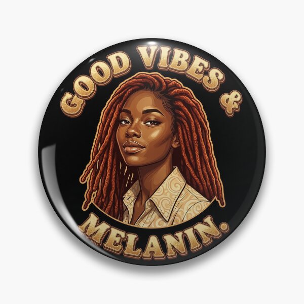 Item preview, Good Vibes Melanin Retro Gold Black Woman Portrait 1/2 designed and sold by QuipQuips.