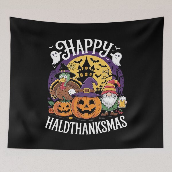 Item preview, Happy Hallothanksmas Halloween Thanksgiving Christmas Gnome  designed and sold by RsFilsingerArt.