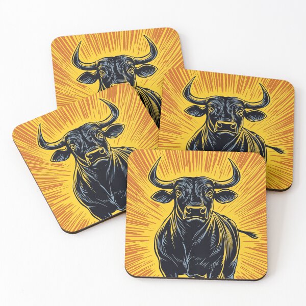Item preview, Charging Bull on Yellow Background designed and sold by PetsArt.
