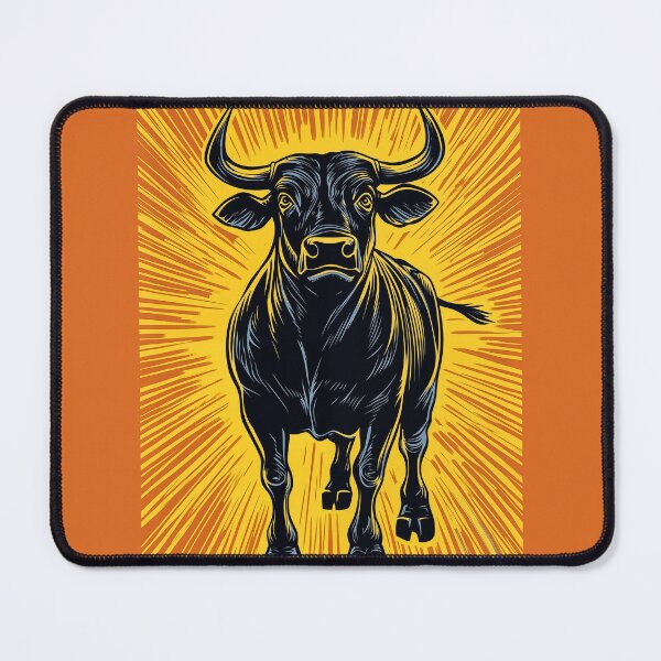 Item preview, Charging Bull on Yellow Background designed and sold by PetsArt.