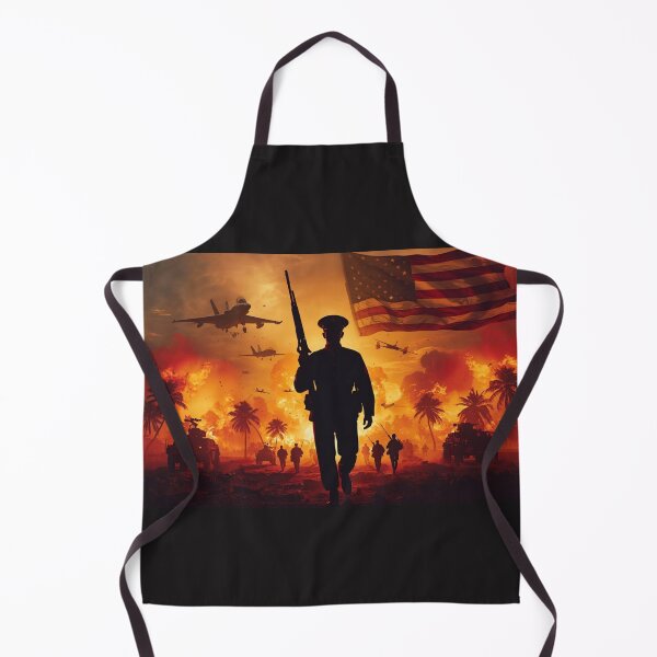 Item preview, Patriotic US Marine Silhouette American Flag Sunset Battlefield Illustration designed and sold by TitanRN.