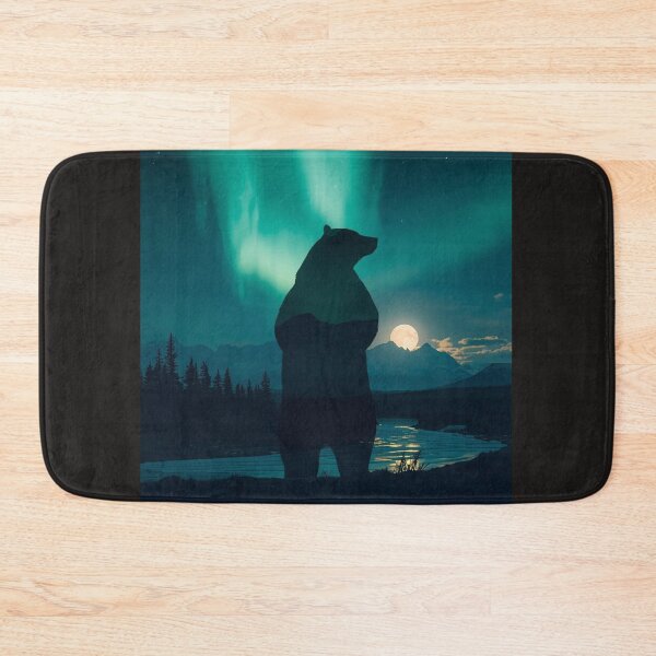 Item preview, Grizzly Bear Silhouette Under Aurora Borealis Northern Lights Landscape designed and sold by TitanRN.
