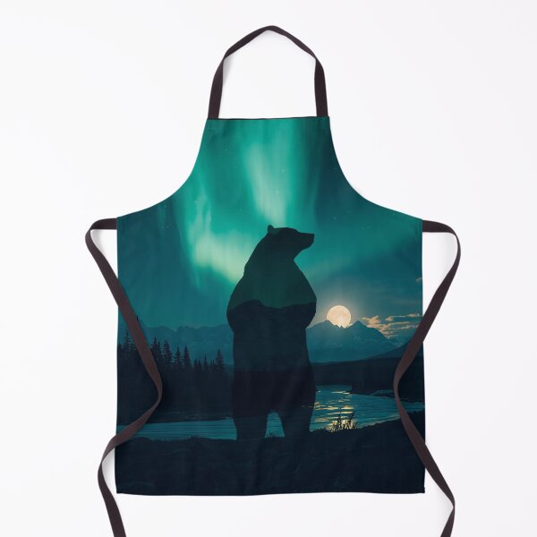 Item preview, Grizzly Bear Silhouette Under Aurora Borealis Northern Lights Landscape designed and sold by TitanRN.