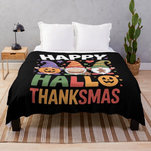 Item preview, Happy Hallothanksmas Halloween Thanksgiving Christmas Gnomes 1 designed and sold by RsFilsingerArt.