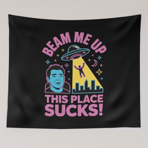 Item preview, Retro UFO Humor Beam Me Up Cosmic Alien Vibes designed and sold by faridman.