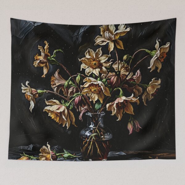 Item preview, Withered Flowers Still Life – Dark Gothic Floral Painting designed and sold by Visualynx.