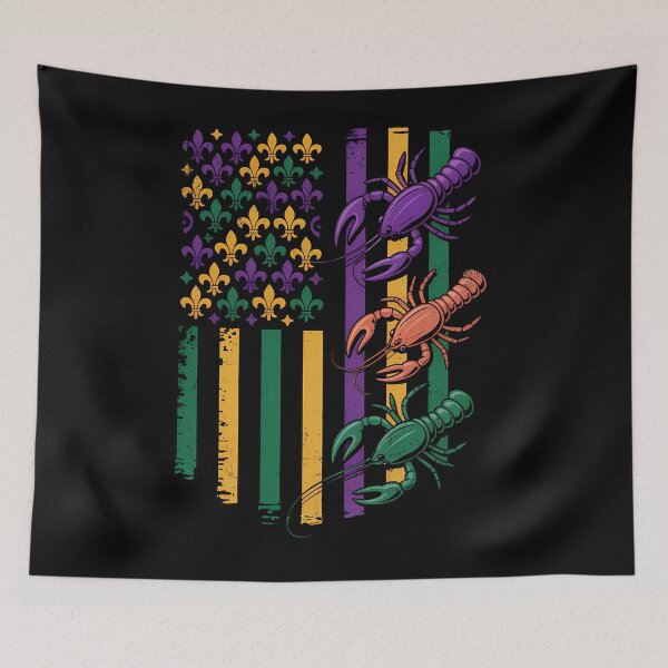 Item preview, Crawfish Carnival American Flag Bold Mardi Gras Artwork designed and sold by BernoNickel.