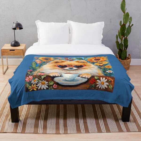 Artikelvorschau, Niedlicher Pomeranian-Kaffeeliebhaber – Pompon-Welpe mit Herz-Sonnenbrille und floraler Kunst entworfen und verkauft von Kmcantley.