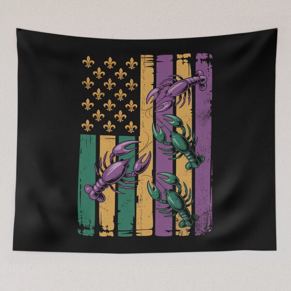 Item preview, Purple Green Gold American Flag Mardi Gras Crawfish Design designed and sold by BernoNickel.