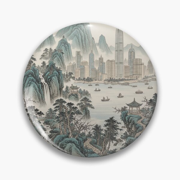 Item preview, Eternal Victoria Harbour Shanshui Landscape Art designed and sold by Pixel Factory.