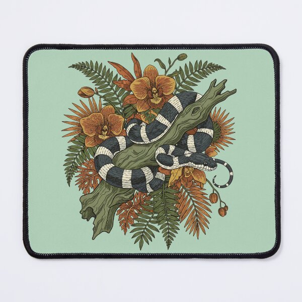 Item preview, Banded Krait With Tropical Orchids And Ferns Vintage Rainforest Illustration designed and sold by BirdsnStuff.