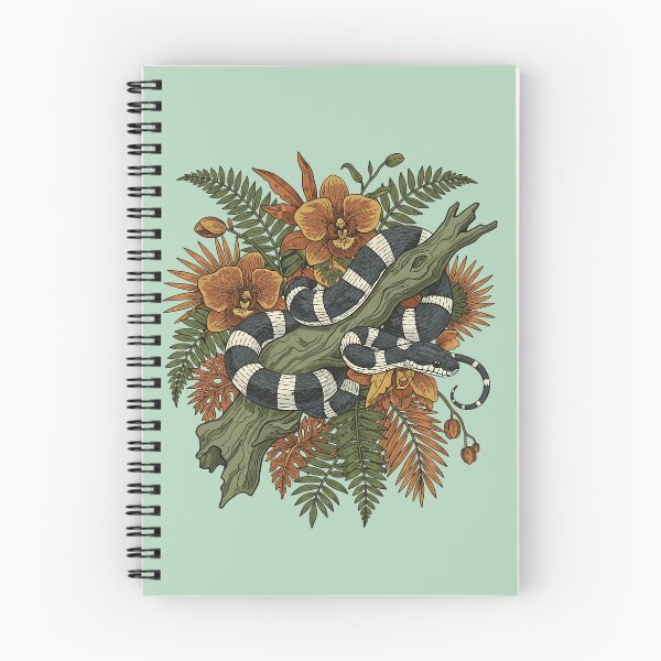 Item preview, Banded Krait With Tropical Orchids And Ferns Vintage Rainforest Illustration designed and sold by BirdsnStuff.
