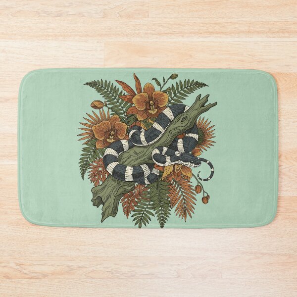 Item preview, Banded Krait With Tropical Orchids And Ferns Vintage Rainforest Illustration designed and sold by BirdsnStuff.