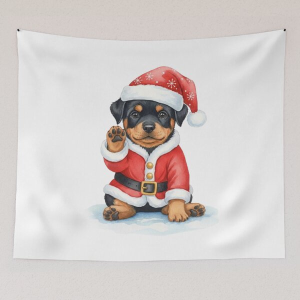 Item preview, Adorable Rottweiler Puppy in a Santa Claus Costume designed and sold by CHRIST5000.