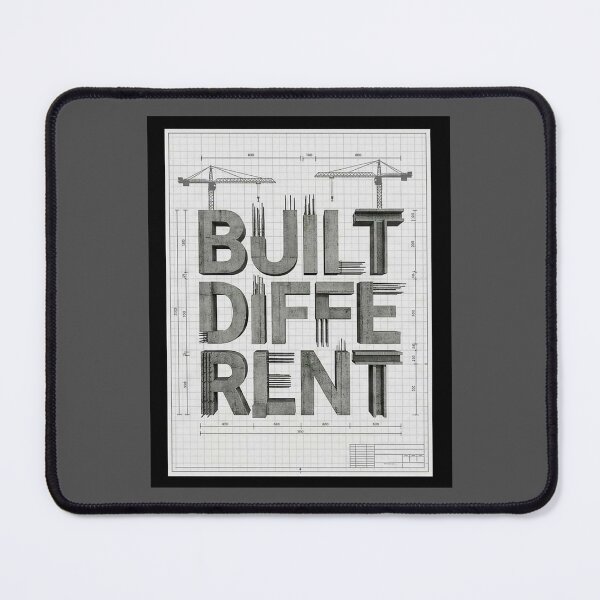 Item preview, Built Different – Concrete Typography Blueprint Construction Motivation Design designed and sold by SV-Creation.