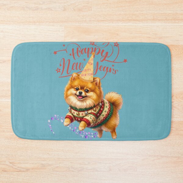 Item preview, Cute Pomeranian Dog Happy New Year Party | Festive Ugly Christmas Sweater designed and sold by E-SarnEdge.