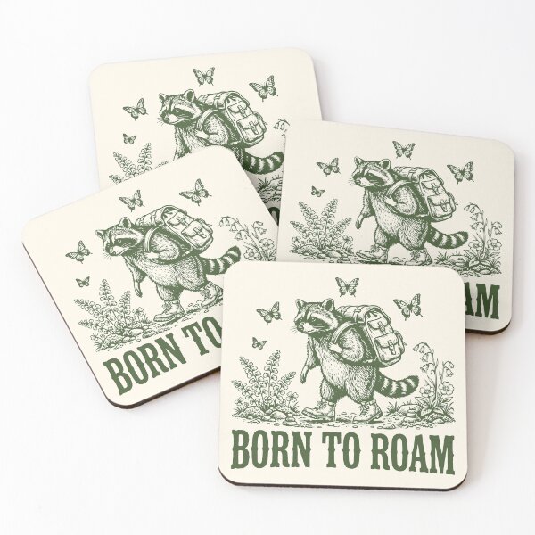 Item preview, Born To Roam Funny Raccoon Retro Hiking designed and sold by Y-Vibes.