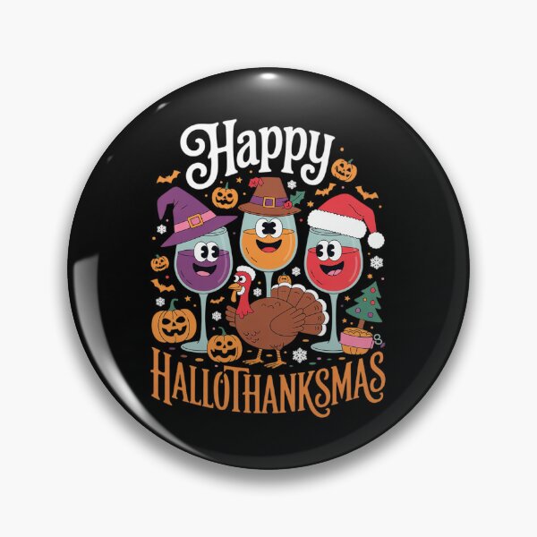 Item preview, Happy Hallothanksmas Halloween Wine Thanksgiving Christmas designed and sold by RsFilsingerArt.