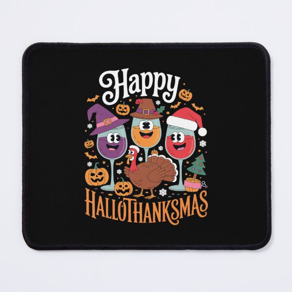 Item preview, Happy Hallothanksmas Halloween Wine Thanksgiving Christmas designed and sold by RsFilsingerArt.