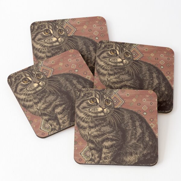 Item preview, Vintage Tabby Cat on Moroccan Rug designed and sold by designwiss.