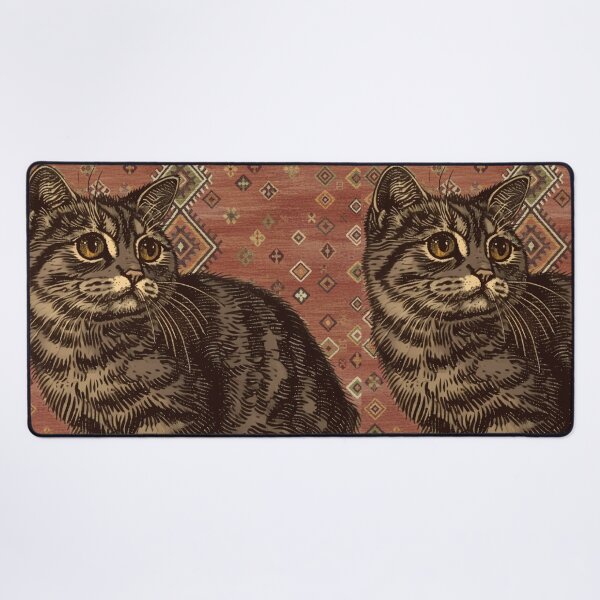 Item preview, Vintage Tabby Cat on Moroccan Rug designed and sold by designwiss.