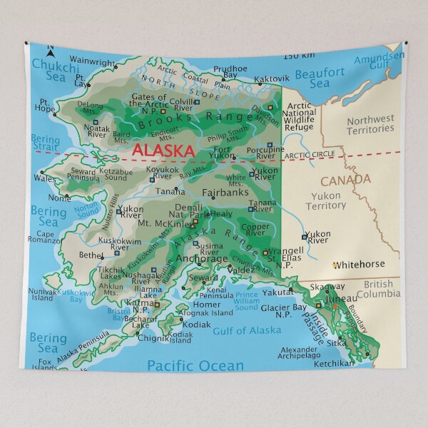 Item preview, Alaska Map – Mountains, Rivers & Coastal Regions designed and sold by WorldAtlas.com.