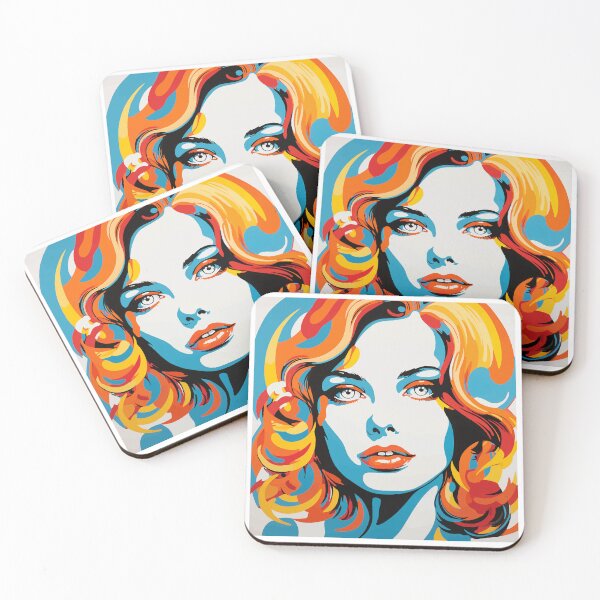Item preview, Pop art portrait of a pretty woman with curly hair designed and sold by y-a-y.