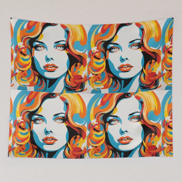 Item preview, Pop art portrait of a pretty woman with curly hair designed and sold by y-a-y.