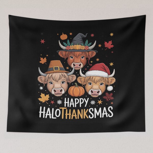Item preview, Happy Hallothanksmas Highland Cow Halloween Christmas  designed and sold by RsFilsingerArt.