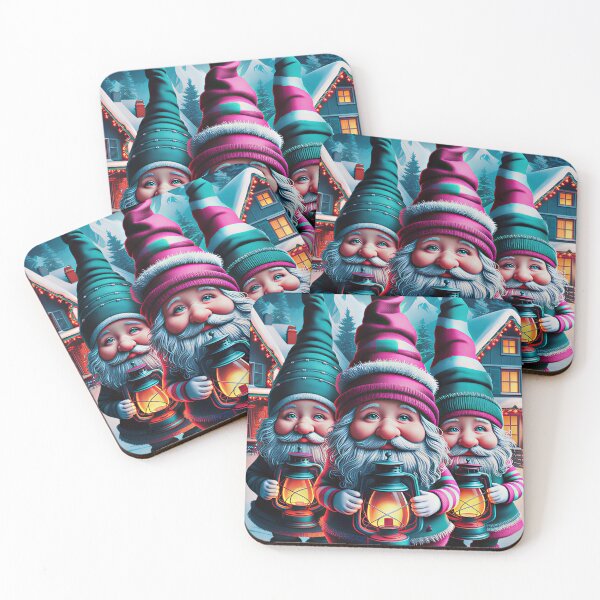 Item preview, Whimsical Christmas Gnomes Trio Poster – Cozy Winter Wonderland Wall Art with Lanterns and Snowy Alpine Village – Magical Nordic Holiday Decor designed and sold by ZyxDes.