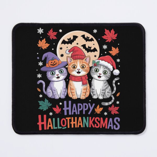 Item preview, Halloween Thanksgiving Christmas Happy HalloThanksMas Cats designed and sold by VerseFarm.