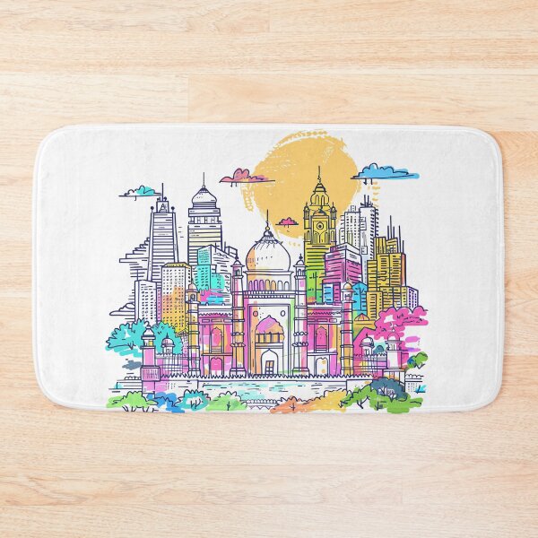 Item preview, Colorful Islamic Cityscape with Mosque and Modern Skyline designed and sold by DesignArtist.ia.