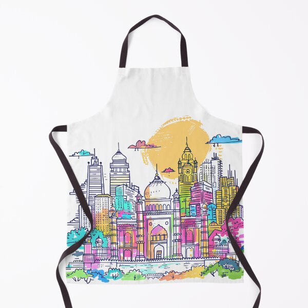Item preview, Colorful Islamic Cityscape with Mosque and Modern Skyline designed and sold by DesignArtist.ia.