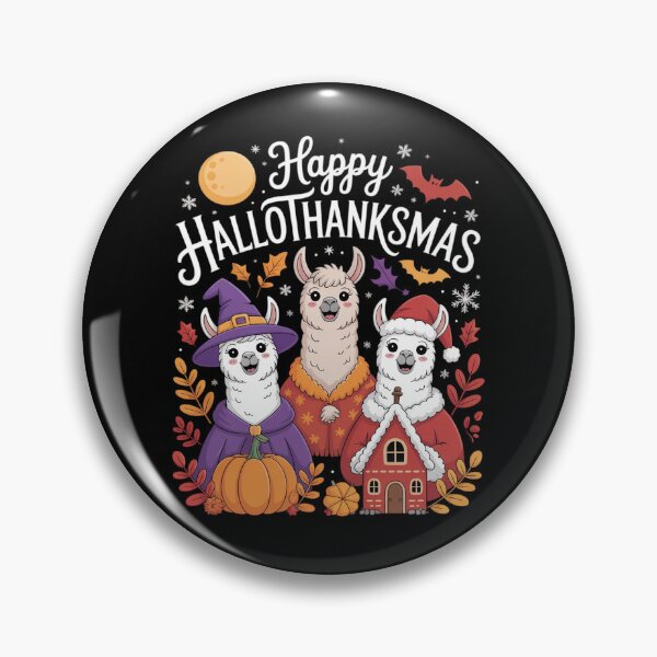 Item preview, Happy Hallothanksmas Llamas Halloween Thanksgiving Xmas Fun  designed and sold by RsFilsingerArt.
