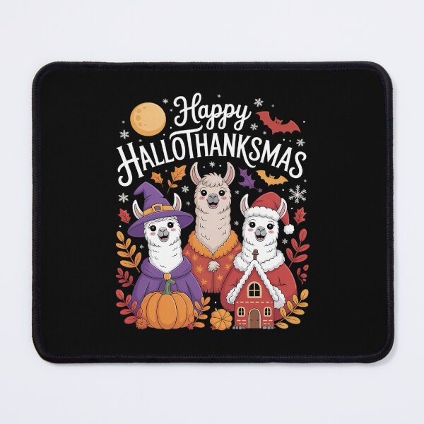 Item preview, Happy Hallothanksmas Llamas Halloween Thanksgiving Xmas Fun designed and sold by RsFilsingerArt.