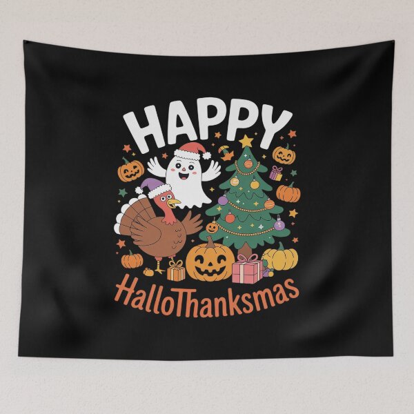 Item preview, Happy Hallothanksmas, Halloween Thanksgiving Christmas designed and sold by RsFilsingerArt.