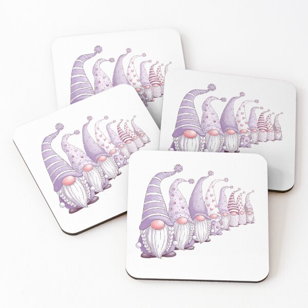 Item preview, Whimsical Lavender Christmas Gnomes Poster – Cute Pastel Nordic Gonks with Hearts and Stripes designed and sold by ZyxDes.
