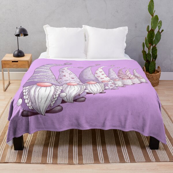 Item preview, Whimsical Lavender Christmas Gnomes Poster – Cute Pastel Nordic Gonks with Hearts and Stripes designed and sold by ZyxDes.
