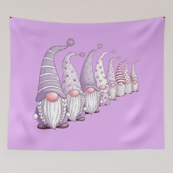 Item preview, Whimsical Lavender Christmas Gnomes Poster – Cute Pastel Nordic Gonks with Hearts and Stripes designed and sold by ZyxDes.