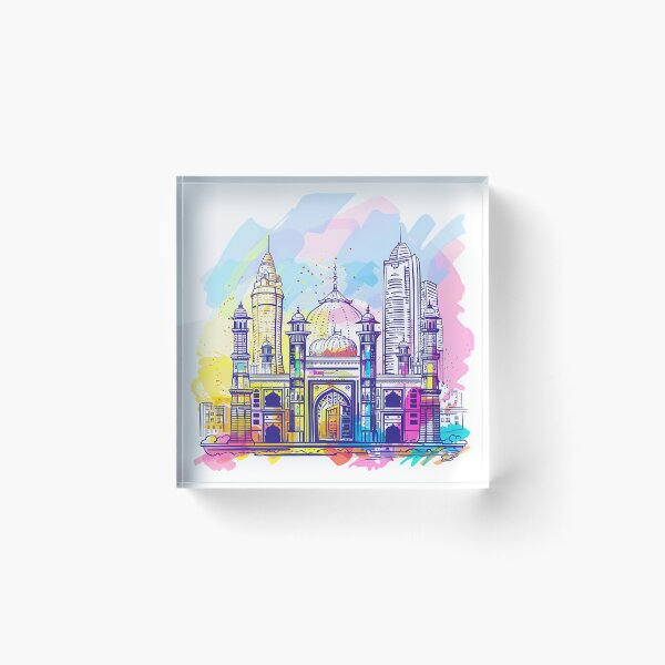 Item preview, Modern Islamic Cityscape with Colorful Mosque designed and sold by DesignArtist.ia.