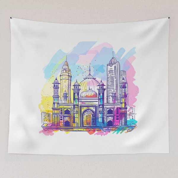 Item preview, Modern Islamic Cityscape with Colorful Mosque designed and sold by DesignArtist.ia.