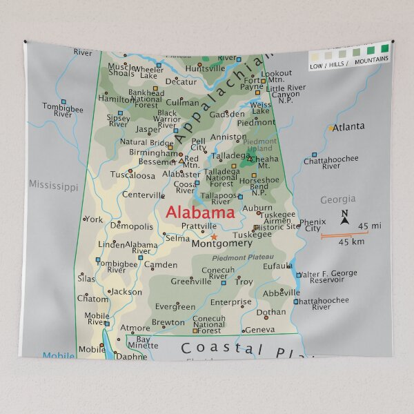 Item preview, Alabama Map – Rivers, Mountains & Cities designed and sold by WorldAtlas.com.
