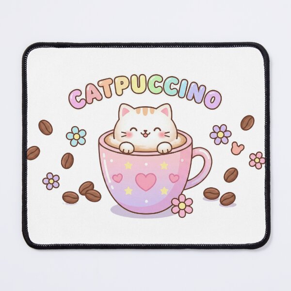 Item preview, Catpuccino - Cute Cat Coffee Pun designed and sold by WojcikDesigners.