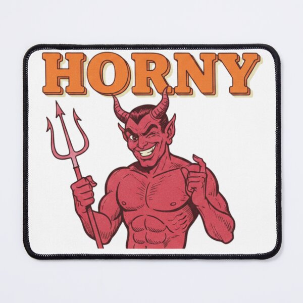 Item preview, Horny, Devil, devil pun, satan, funnyfits70, Humor, Funny, retro, vintages, funny quotes, animal humor, designed and sold by FunnyFits70.