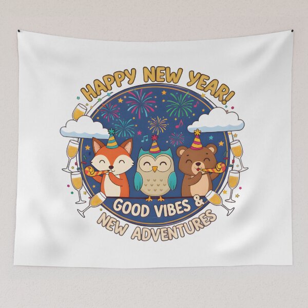 Item preview, Happy New Year Cute Animal Party designed and sold by Bright Vibe Designs.