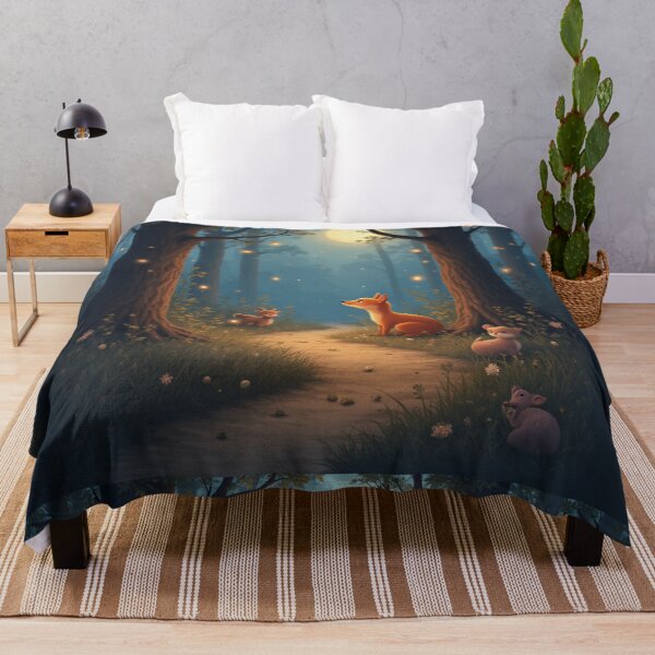 Item preview, Enchanted Forest Night – Fox and Deer Magic Path designed and sold by SebastianSpace.