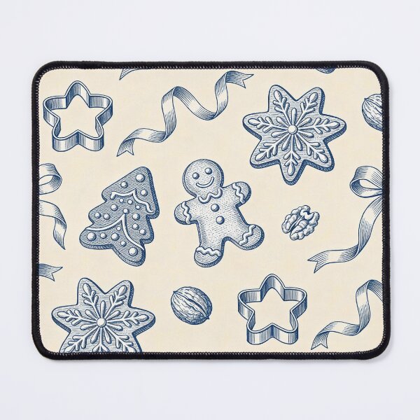 Item preview, Vintage Christmas pastries: Blue pattern with gingerbread designed and sold by AestheticsTime.