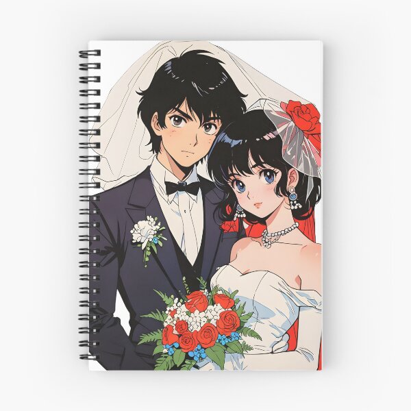 Item preview, Anime Wedding Couple Retro Style Romantic Illustration designed and sold by RadiantGraphics.